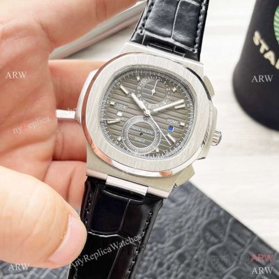 Best Copy Patek Philippe Nautilus 5990 Gray Dial Leather Strap Watches